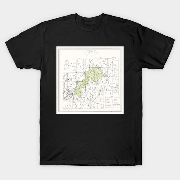 Tuskegee National Forest Map (1972) Alabama Woodland Reserve Atlas T-Shirt by Bravuramedia